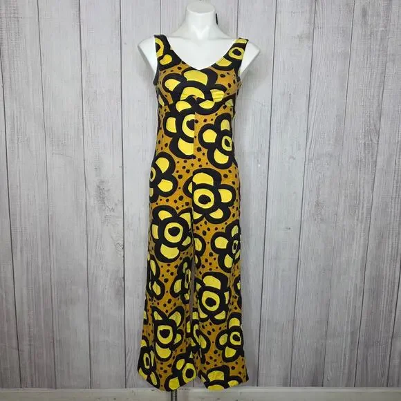 Vintage 60s Miss Elaine Mod Floral Wide Leg Jumpsuit ILGWU USA, sz Small - Picture 2 of 8